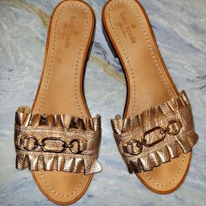 Kate Spade ruffle slide flat sandals rose gold women’s size 10
